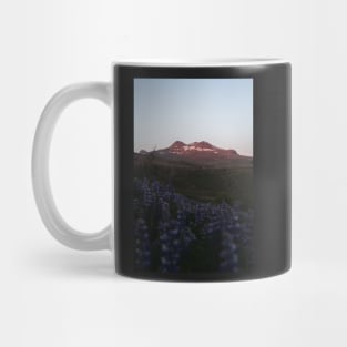 Magical Sunset in the Icelandic Mountains with lupin flowers Mug